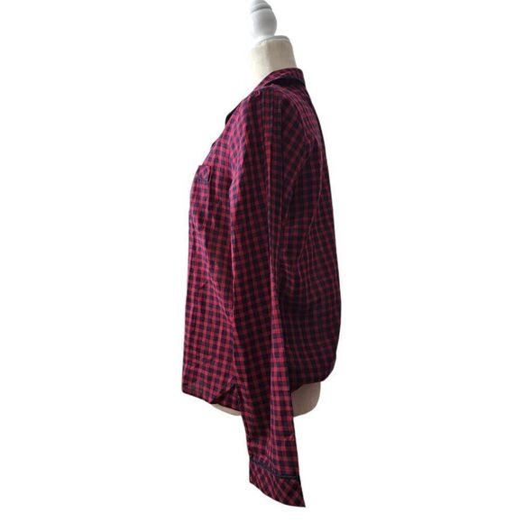 Madewell Women's Buffalo Plaid Long Sleeve Cotton Pajama Top Sz Medium - Picture 5 of 6
